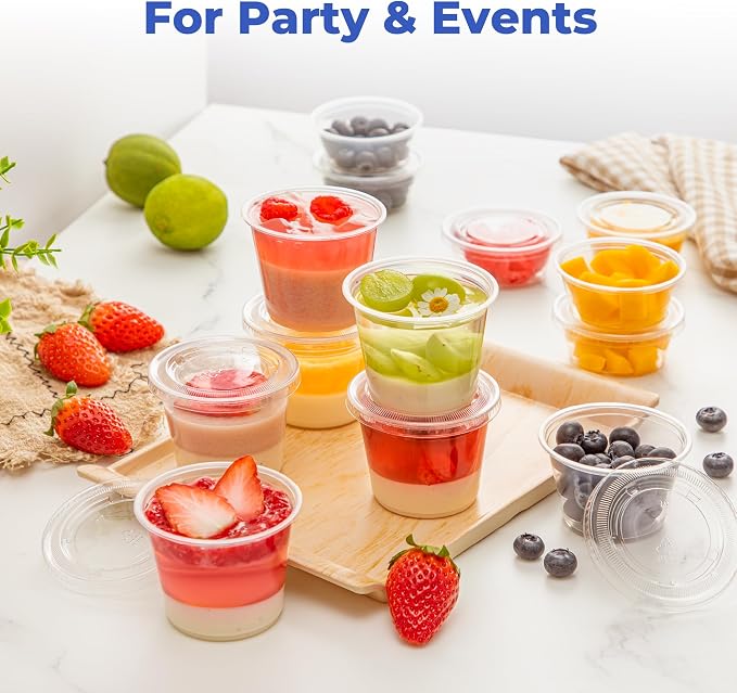 Fit Meal Prep 1250 Pack 5.5 oz Jello Shot Cups with Lids, Disposable Souffle Portion Cups for Sauce - Image 6