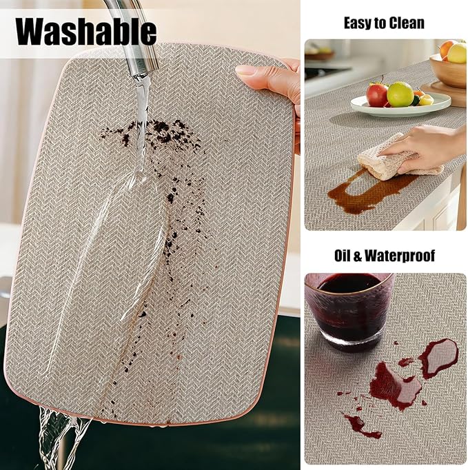 Beige Linen Shelf Liner Kitchen Cabinet Drawer Liner 12IN x 10FT - Image 8