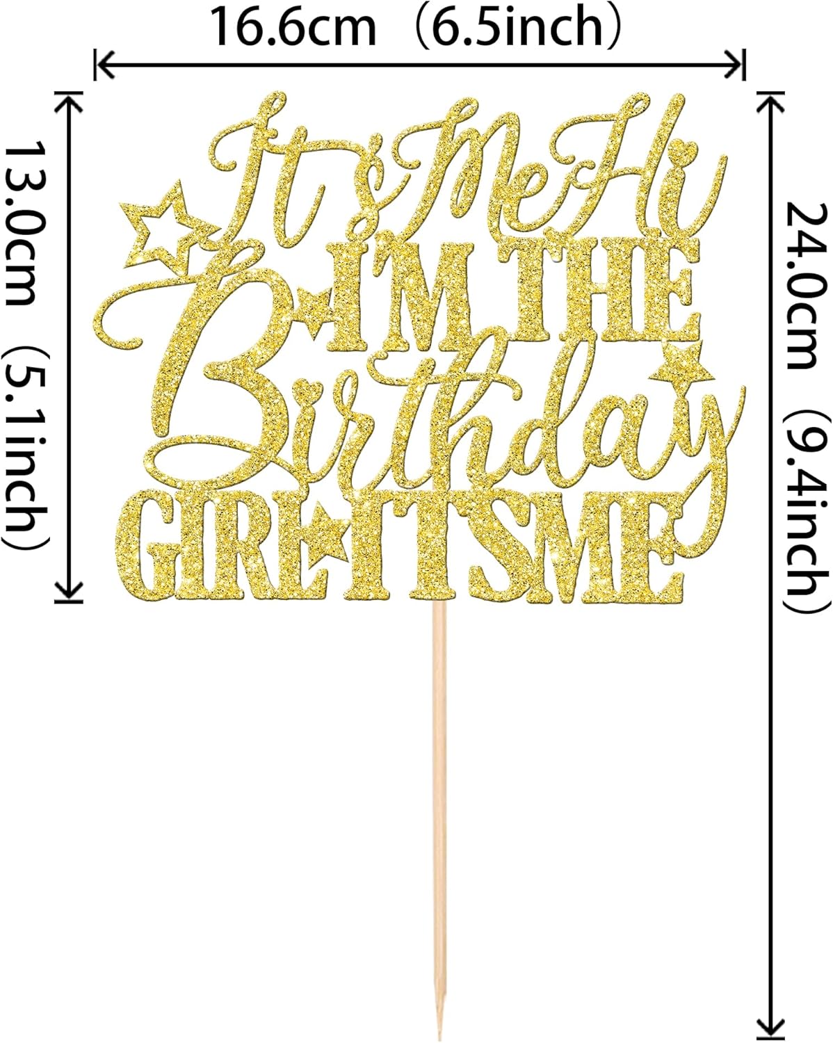 1 PCS It's Me Hi I'm the Birthday Girl It's Me Cake Topper Glitter Funny Girls Birthday Cake Pick for Hot Pop Music Singer Birthday Party Cake Decorations Supplies Gold