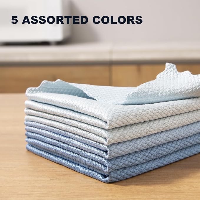 JOYMOOP Fish Scale Streak Free Magic Glass Window Cleaning Cloth, Microfiber Cleaning Cloth, Reusable Absorbent Shiny Wipes, Microfiber Towels, Lint Free Dish Drying Polishing Towels, 5 pcs - Image 8