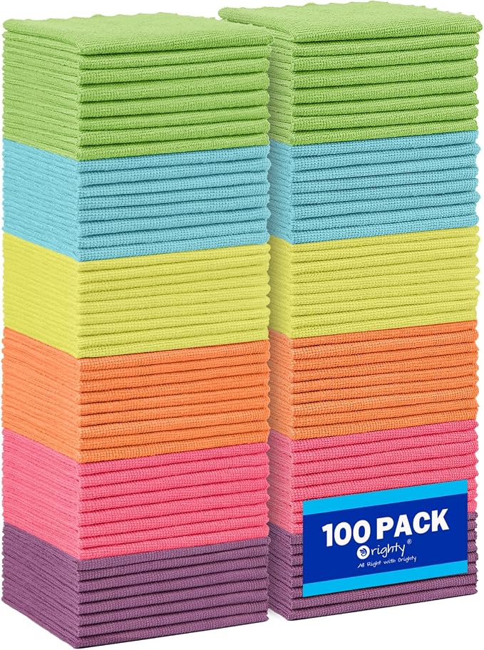 Orighty Microfiber Cleaning Cloth Bulk, 100 Pack Cleaning Rags, 12 x 11 in by AllRightinOrighty