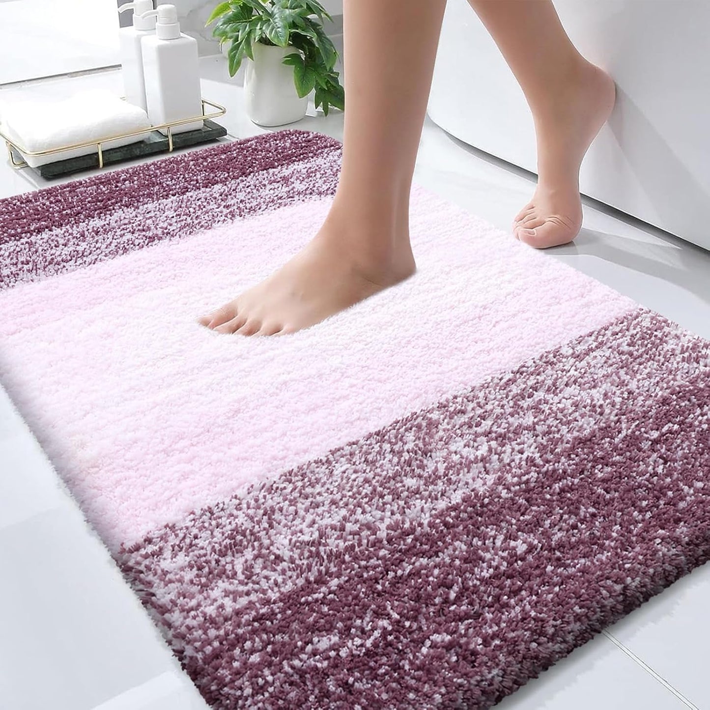OLANLY Bathroom Rugs Mat 30x20, Extra Soft Absorbent Microfiber Bath Rugs, Rubber Backing, Quick Dry, Machine Washable Bath Mats for Bathroom Floor, Tub and Shower, Home Decor Accessories, Mauve