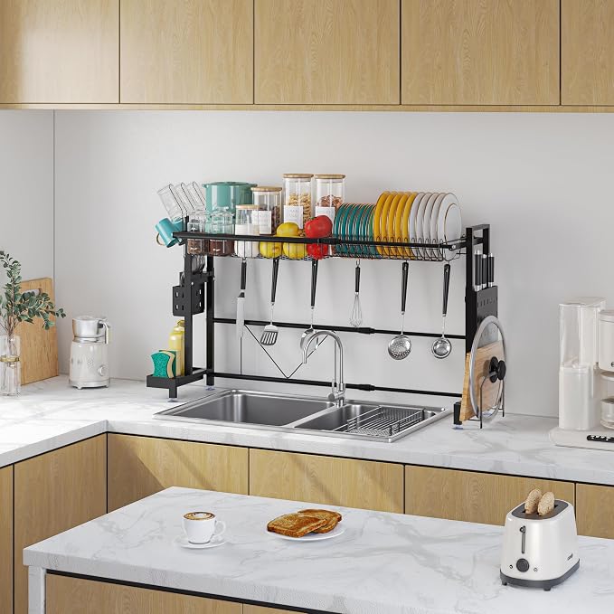 MINGLING Over the Sink Dish Drying Drainer Rack - Height & Width Adjustable - Image 9