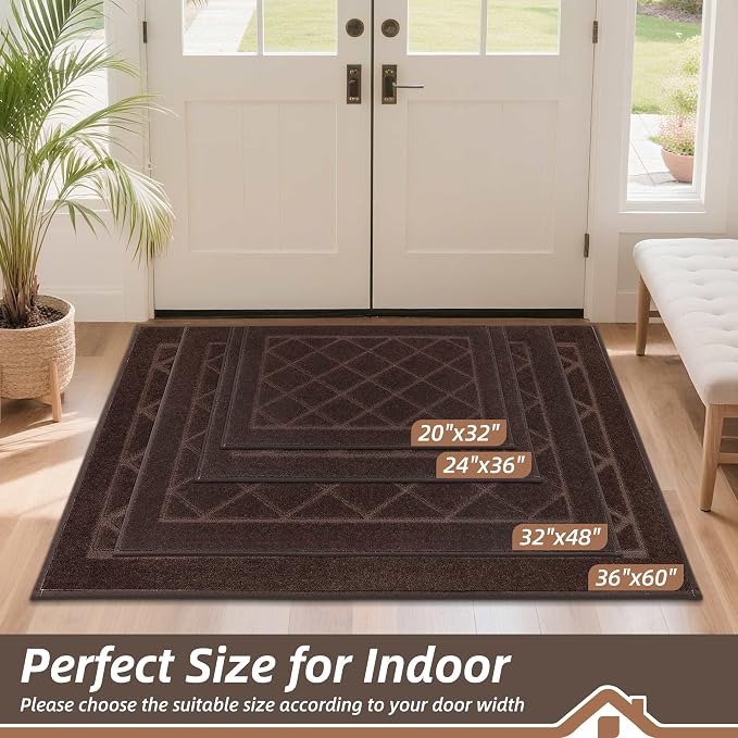 BEQHAUSE Dirt Trapper Door Mat 32" x 48", Doormat Non-Slip, Brown - Image 2