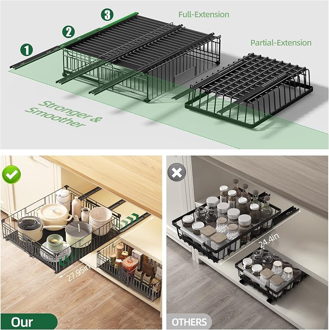 NETEL 2 Pack Expandable Pull Out Cabinet Organizer, 15" Deep - Image 5