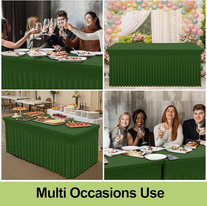 Smiry 2 Pack Spandex Elastic Fitted Table Cloth Skirt for 8FT Table - Image 6
