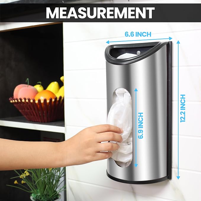 Utopia Kitchen Wall-Mounted Stainless Steel Grocery Bag Holder, Silver - Image 2