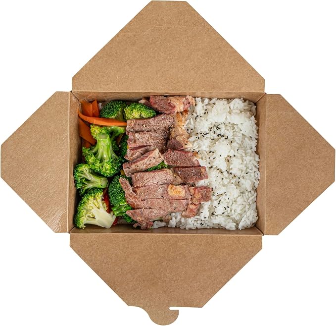 Restaurantware-Bio Tek 8.5 x 6.3 x 2 Inch Food Containers, 200 Durable Noodle Boxes - Disposable, Sustainable, Kraft Paper 49-Ounce Takeout Boxes, Rectangle, For Takeouts, Or Picnics - Image 12