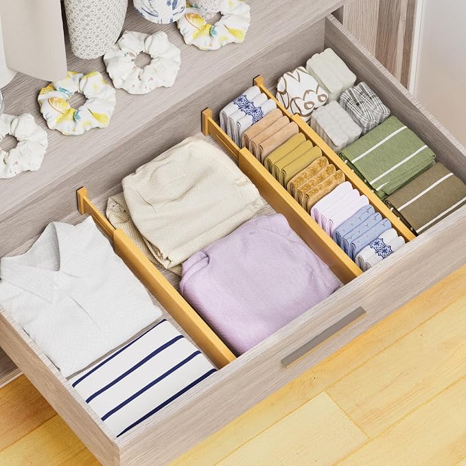 Bamboo Drawer Dividers Organizers, 2.56" High, 17"-21.8" Adjustable, 8 Pack - Image 4