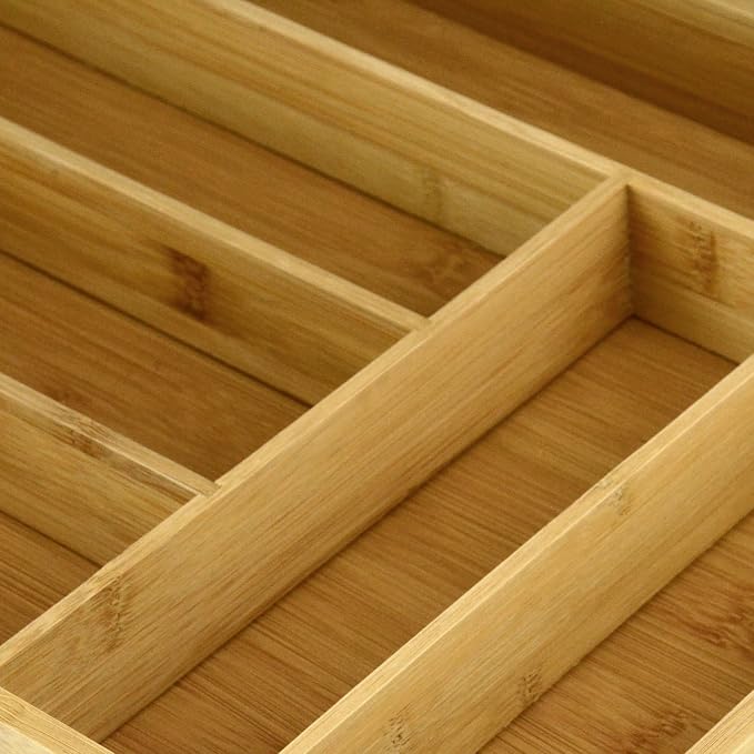 Heim Concept Drawer Organizer Bamboo Cutlery Tray Silverware Organizer/Utensil Holder, Drawer Dividers Organizer for Silverware, Flatware, Knives in Kitchen - Image 5