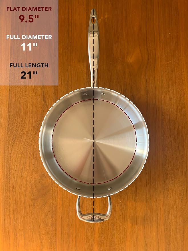 Heritage Steel 4 Quart Sauté Pan with Lid - Titanium Strengthened 316Ti Stainless Steel with 5-Ply Construction - Induction-Ready and Fully Clad, Made in USA - Image 5