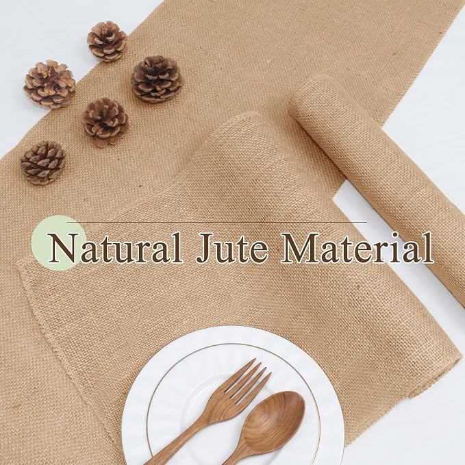 12" x 71" Burlap Table Runner with Finished Edges - Image 5