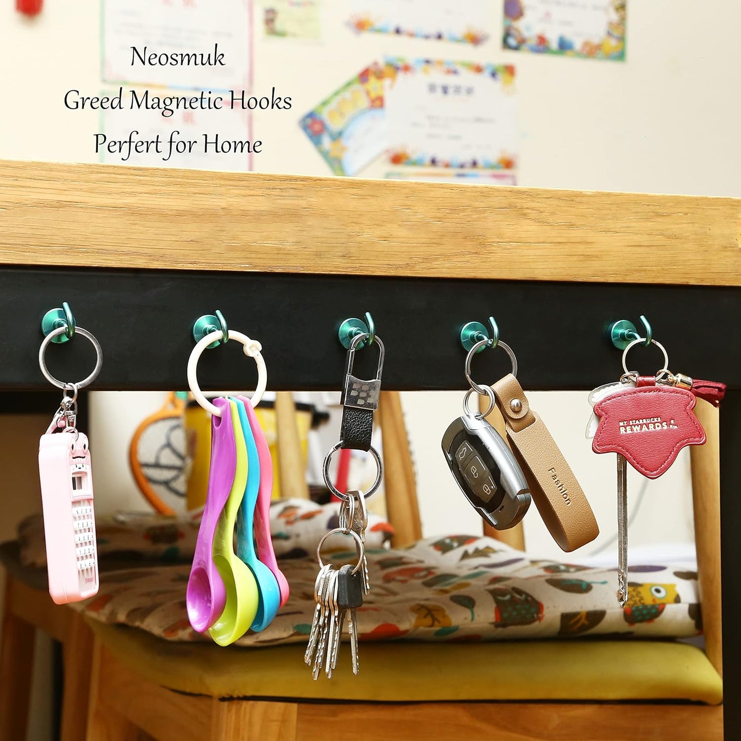 Neosmuk Magnetic Hooks, Cruise Ship Essentials, 30lb+ Heavy Duty Magnetic Hooks for Cruise Cabins, Refrigerator, Grill, Hanging, and Travel | Extra Strong Must-Haves Magnet Hook(Green,Pack of 12)