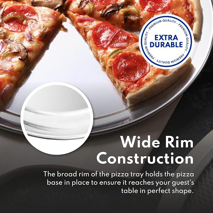 New Star Foodservice Restaurant-Grade Aluminum Pizza Pan, Baking Tray, Coupe Style, 16-Inch, Pack of 6 - Image 6