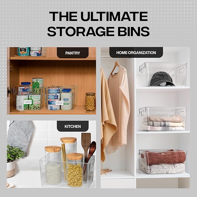 ClearSpace Clear Plastic Storage Bins – Pantry Organizers & Storage Containers, Cabinet Organizer - Home Organization Must Haves for Kitchen, Laundry Room, Office, Closet, Garage & Freezer | Clear plastic storage bins for pantry, cabinet, kitchen, laun... - Image 3