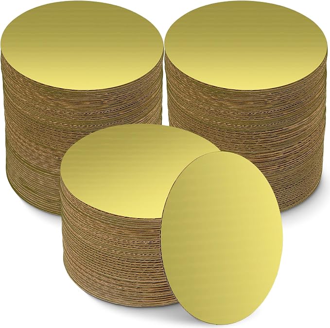 Potchen 100 Pack 6 Inches Round Cake Boards Cardboard, Matte Gold by Potchen