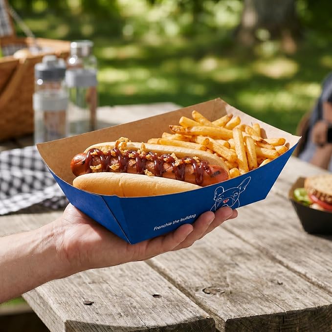 Restaurantware-Bio Tek 1/2 Pound Food Trays, 400 Disposable Paper Food Trays - Heavy-Duty, Greaseproof, Frenchie Paper Food Boats, For Snacks, Appetizers, Or Treats, Use At Parties Or Carnivals - Image 5