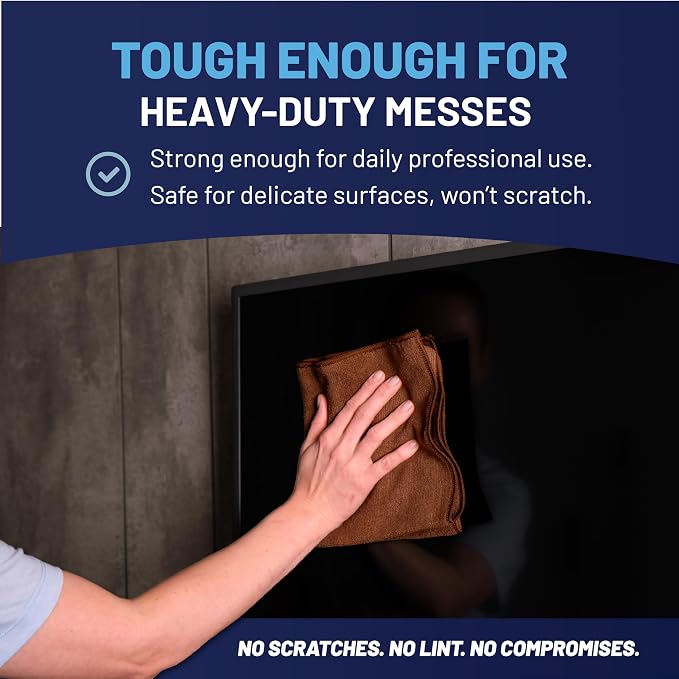 MW Pro Microfiber Cleaning Cloth | Brown | 12 Pack | 16” x 16” | Coffee, Barista, Espresso Towels - Clean, Dust, Polish, Scrub, Absorbent - Image 6
