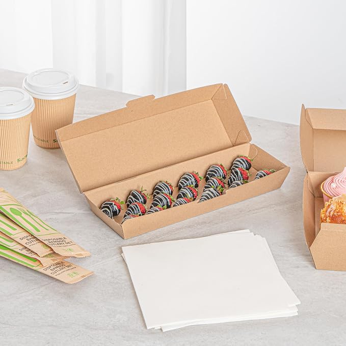 Restaurantware Clamshell Take Out Container 100 Pack of 11.3 x 3.4 x 2.8 Inch Paper Sustainable Take Out Box Grease-Resistant Food Box Kraft Burgers and Sandwiches Container - Image 3