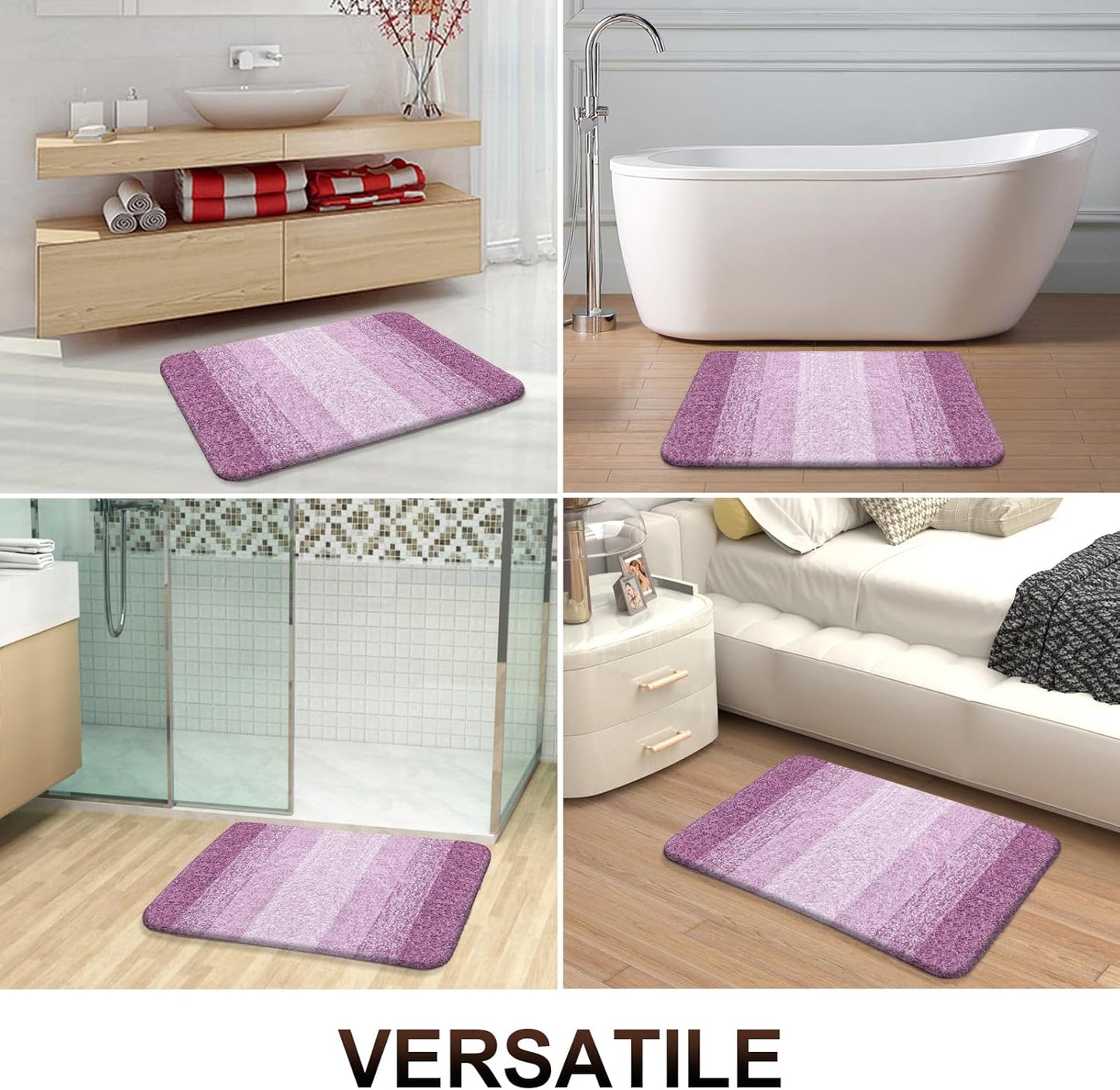 OLANLY Bathroom Rugs Mat 36x24, Extra Soft Absorbent Microfiber Bath Rugs, Rubber Backing, Quick Dry, Washable Bath Mats for Bathroom Floor, Tub and Shower, Home Decor Accessories, Pinkish-Purple