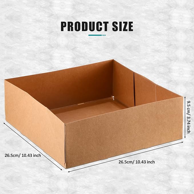 Teling 50 Pcs Kraft Paper Cardboard Food Trays Disposable Container, Brown - Image 3