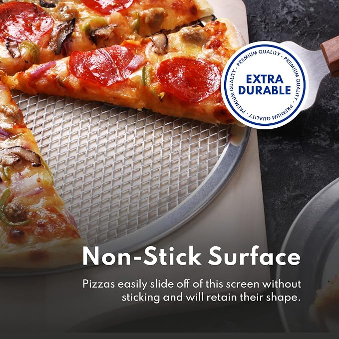New Star Foodservice Seamless Aluminum Pizza Baking Screens, 20 Inch Round Mesh Pizza Pans for Crispy Crusts, Restaurant-Grade, Pack of 6 - Image 4