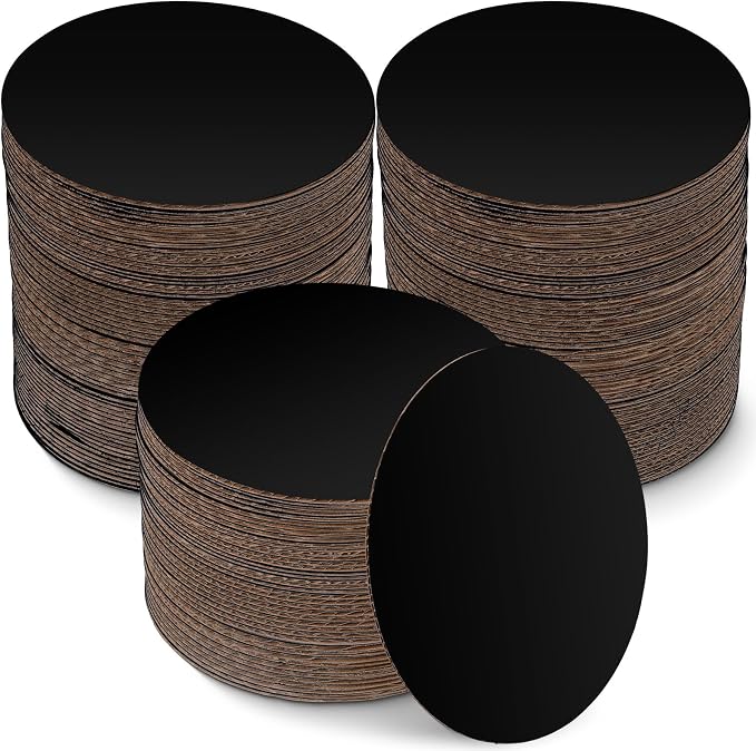 Potchen 100 Pack 6 Inches Round Cake Boards Cardboard, Black by Potchen
