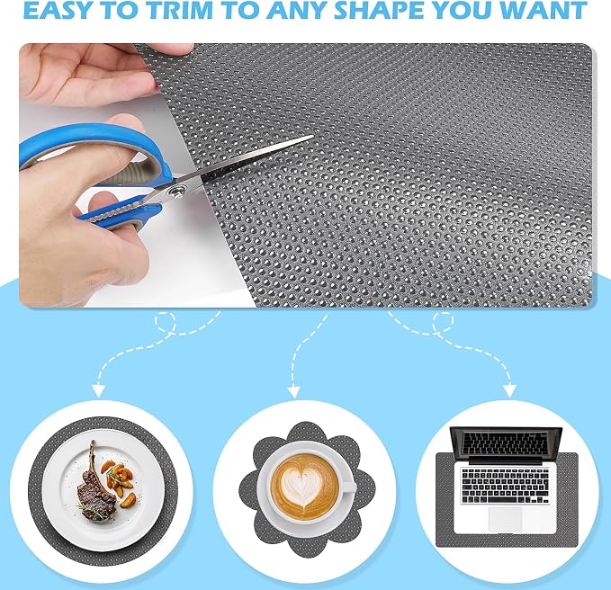 Drawer Liners, Waterproof Shelf Liner, Anti-Slip Non-Adhesive BPA Free Kitchen Cupboard Cabinet Liner Refridge Fridge Mats Sink Protector Strong Durable for Home (Grey/11.8in x 20Ft) - Image 4
