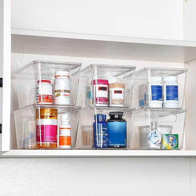 Vtopmart 1 Pack Clear Stackable Storage Bins with Lids and Handles, Medium | BPA-free Plastic, Organize Vertically, For Pantry Kitchen Fridge Cabinet Closet Bathroom, Built to Last, Easy to Move - Image 6