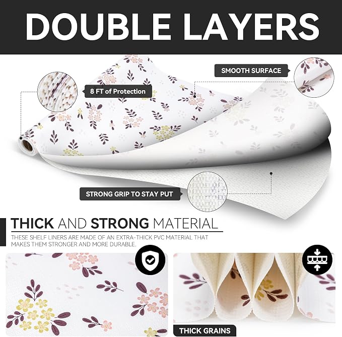 Shelf and Drawer Liner for Kitchen Cabinet Blush Petals Floral 18In x 16Ft - Image 7