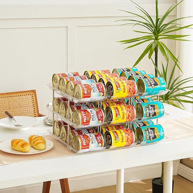 Can Organizer for Pantry, Stacking Can Storage Organizer Hold 36 Cans | Automatic Rolling Can Rack for Fridge, 3Tire 3 Columns Can Holder, Canned Goods Organizer - Image 6