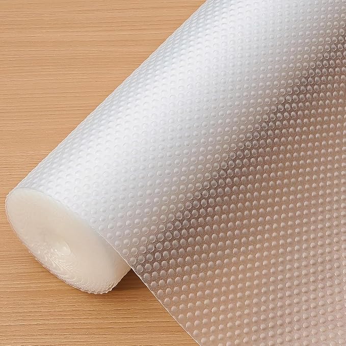 Hersvin Shelf Liners, 18in x 20ft Kitchen Drawer Mats, Non-Adhesive EVA Cupboard Protector, Cabinet Lining, Refrigerator Liner (Clear Dot) by Hersvin