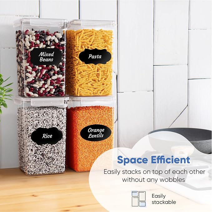 Chef's Path Extra Large Food Storage Containers (8 Pack) with Lids Airtight for Flour Sugar & Rice - Airtight Kitchen & Pantry Organization for Bulk Food Storage - with Markers Labels & Measuring Cups - Image 5