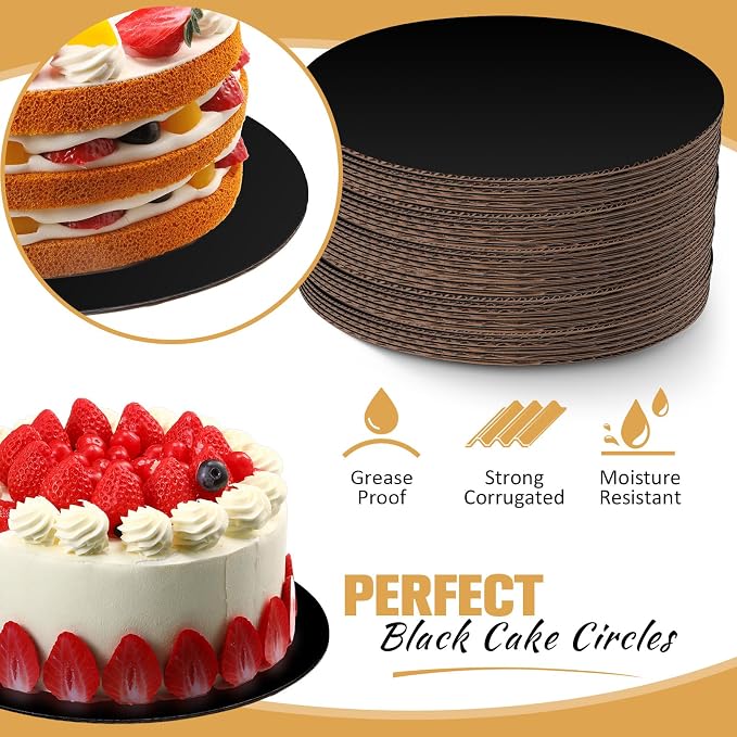 Potchen 100 Pack 6 Inches Round Cake Boards Cardboard, Black - Image 3