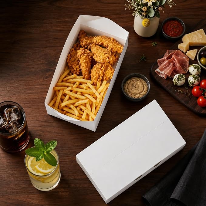 Restaurantware Take Out Lunch Box 400 Count 8.86 x 4.88 x 3.07 Inches Paper Disposable Container Recyclable Food Box Greaseproof Spill-Resistant White - Image 4
