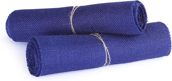 MDS® Pack of 5 Natural Burlap Table Runner, 12 x 108 Inch, Jute Rustic Farmhouse Boho Table Decor for Wedding Reception, Dining Table, Bridal Shower, Baby Shower & Party Decorations - Royal Blue - Image 5