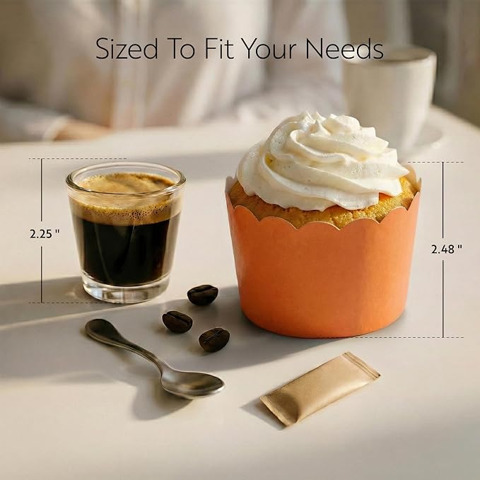 Restaurantware Baking Cups 200 Pack of 10 oz Paper Cupcake Liners Greaseproof Scalloped Oven-Safe Elegant Dessert Muffin Cups Disposable for Parties - Image 2