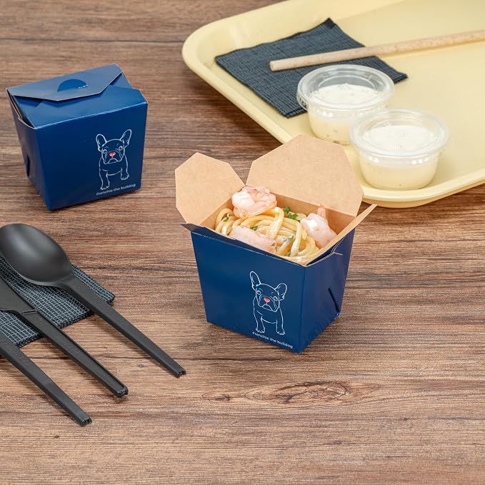 Restaurantware 8 oz Paper Square Noodle Take Out Container, 200 Ct - Image 3
