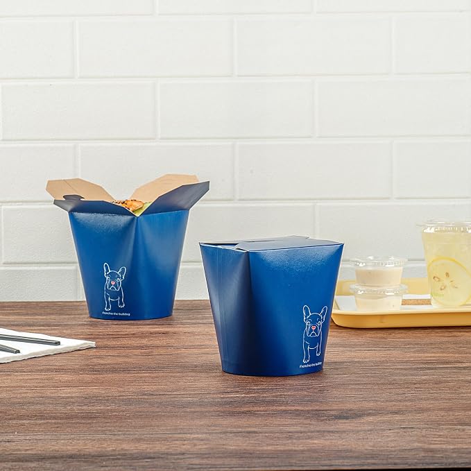 Restaurantware Bio Tek 4 x 3.5 x 4.5 Inch Food Containers, 200 Noodle Takeaway Boxes - Disposable, Sturdy, Frenchie Paper 32 Ounce Take Out Boxes, Round, For Hot Or Cold Foods - Image 4