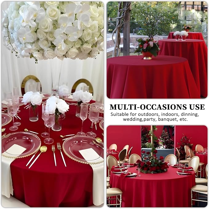 8 Packs 120 Inch Red Round Tablecloth - Image 6