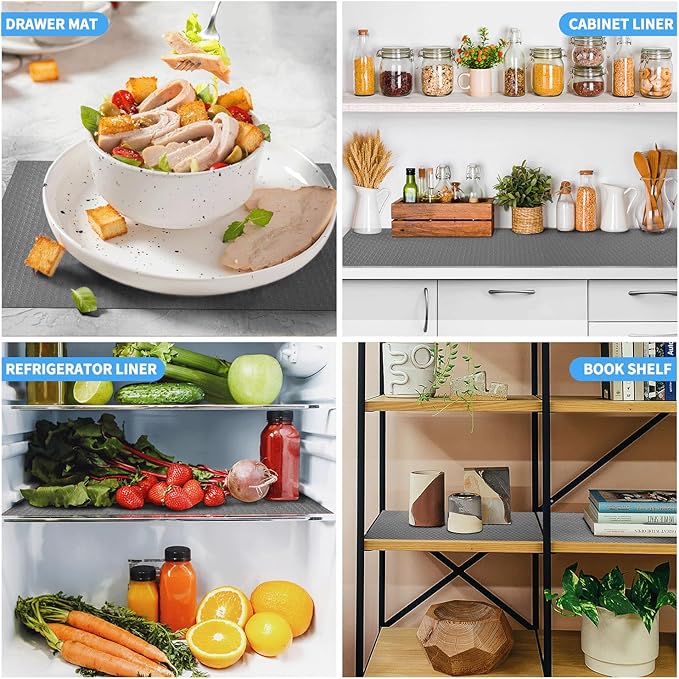 Bloss Shelf Liners 24 x 118 Inches Non Adhesive Kitchen Drawer Liners, Non-Slip EVA Material Refrigerator Liners Washable Oil-Proof Cabinet Mats for Shelves, Cupboard, Desks -Clear - Image 4