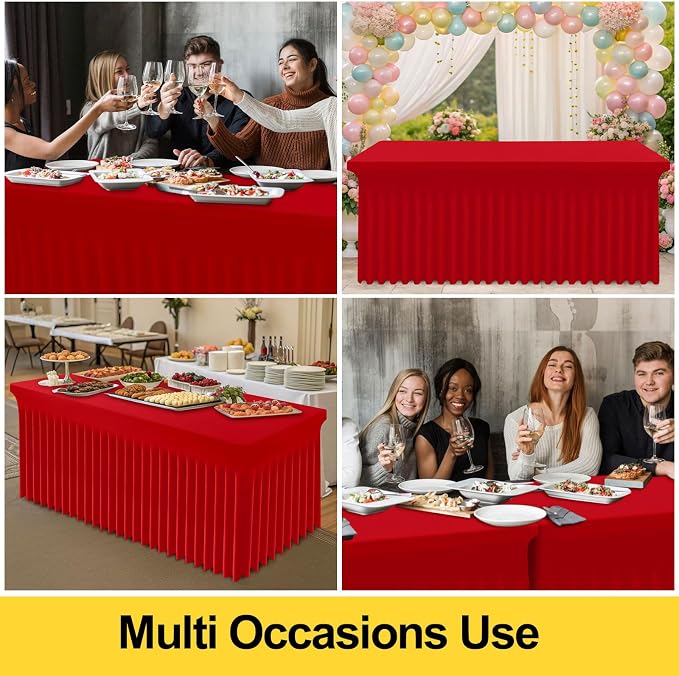 Smiry Spandex Elastic Fitted Table Cloth Skirt for 6FT Rectangle Table - Image 5