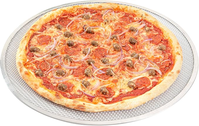 Restaurantware 19 Inch Aluminum Pizza Screen Pack of 36 Mesh Baking Tool For Crispy Crust, Lightweight Stackable Seamless Rim Rust-Resistant Baking Screen, Reusable for Pizzerias, Home Oven Use - Image 2