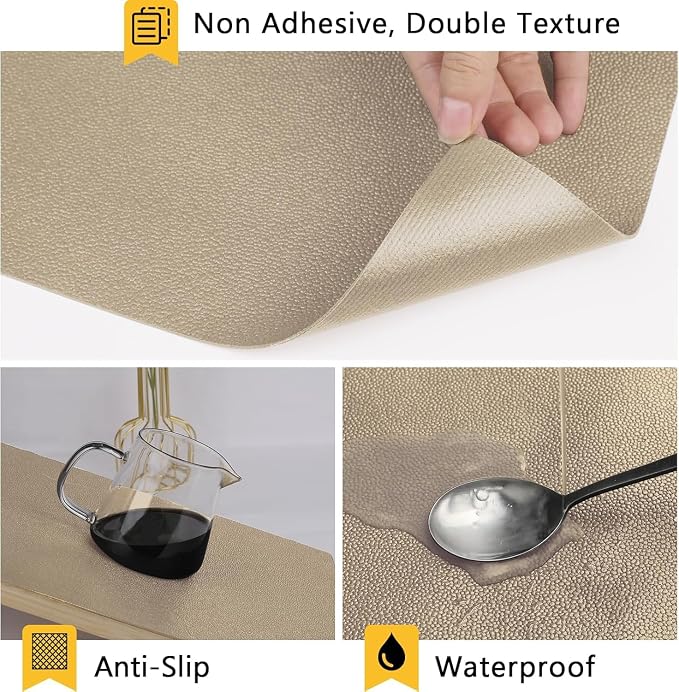 WochiTV Shelf Liner for Cabinets, Drawer Non Adhesive Non Slip Foam Mat for Kitchen, Pantry, Bathroom, Cupboard, Garage, Closet, Shelves, Drawer, Tool Box, Tan 23.6 x 354 inches - Image 2