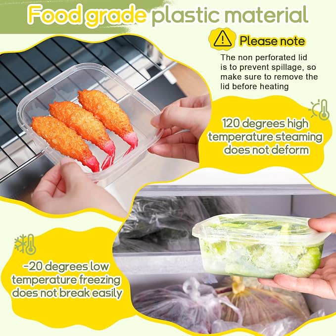 50 Pack 8 oz Deli Containers with Lids, Leakproof, Tamper Proof | Stackable Square, Clear Plastic Food Storage, Meal Prep Containers for Soup, Desserts & Salad, Microwave & Dishwasher Safe - Image 4