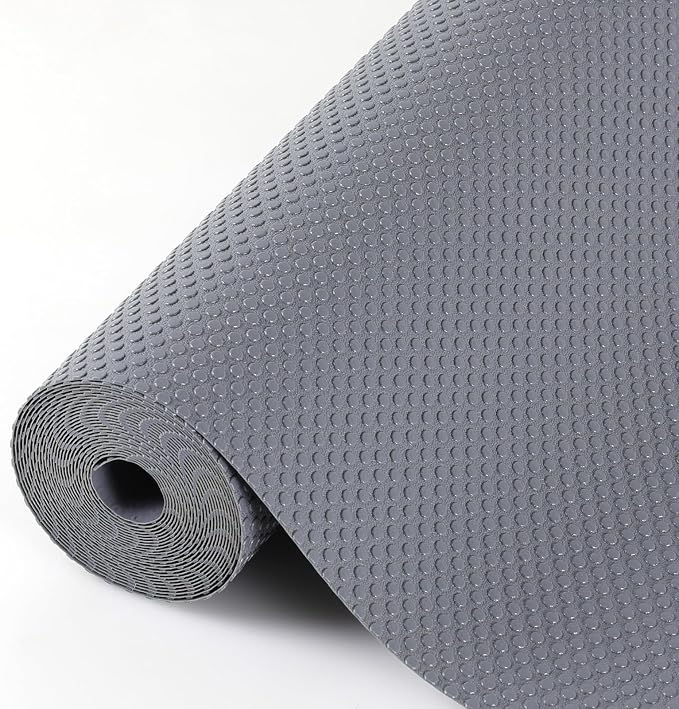 Hersvin Shelf Liners, 24in x 20ft Kitchen Drawer Mats, Non-Adhesive EVA Cupboard Protector, Cabinet Lining (Dark Gray/Dot) by Hersvin