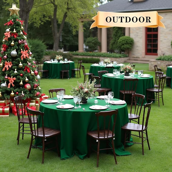 sancua 90 Inch Round Tablecloth Hunter Green, 6 Pack - Image 2