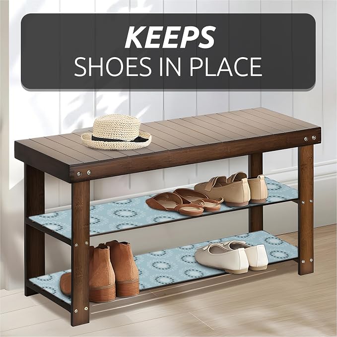 18X96 Inch Shelf Liner for Kitchen Cabinets, PVC Drawer Liner for Dresser Non-Slip Bathroom, Non-Adhesive Cabinet Liner Washable (Blue Circle)(3 Roll) - Image 5