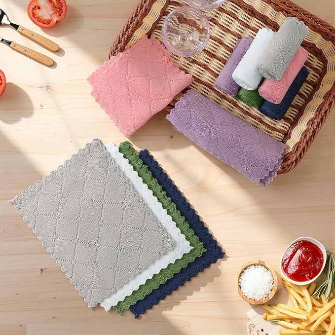 Homaxy Super Soft 12 Pack Coral Velvet Microfiber Dish Cloths, 7" x 9" - Image 7