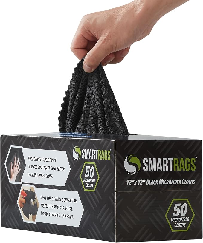 Arkwright Smart Rags Microfiber Cleaning Cloths Bulk, Case of 400, Lint Free 180 GSM Reusable Towels for Auto, Office and Household Cleaning, 12 x 12 in, Black - Image 3